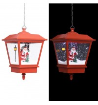 vidaXL Christmas Hanging Lamp with LED Light and Santa Red 10.6"x10.6"x17.7"