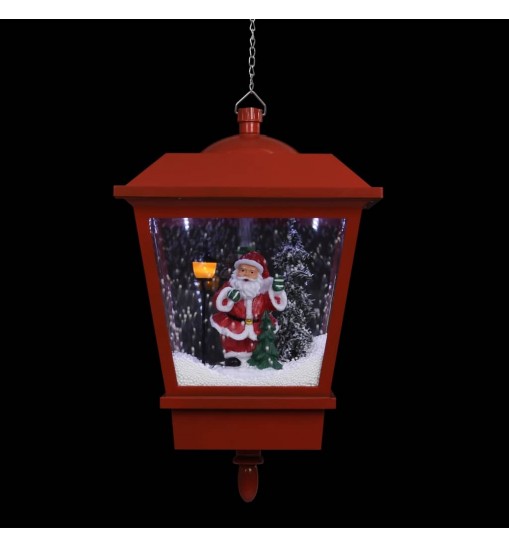 vidaXL Christmas Hanging Lamp with LED Light and Santa Red 10.6"x10.6"x17.7"