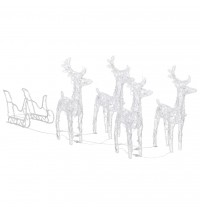 vidaXL Reindeers & Sleigh Christmas Decoration 110.2"x11"x21.7" Acrylic