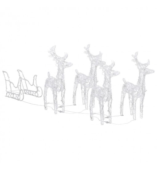 vidaXL Reindeers & Sleigh Christmas Decoration 110.2"x11"x21.7" Acrylic