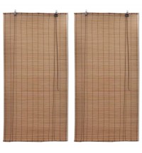 vidaXL Bamboo Roller Blinds 2 pcs Brown 47.2" x 86.8"