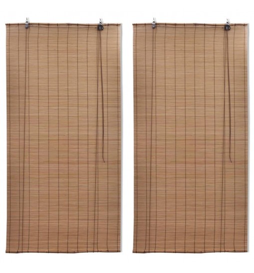 vidaXL Bamboo Roller Blinds 2 pcs Brown 47.2" x 86.8"