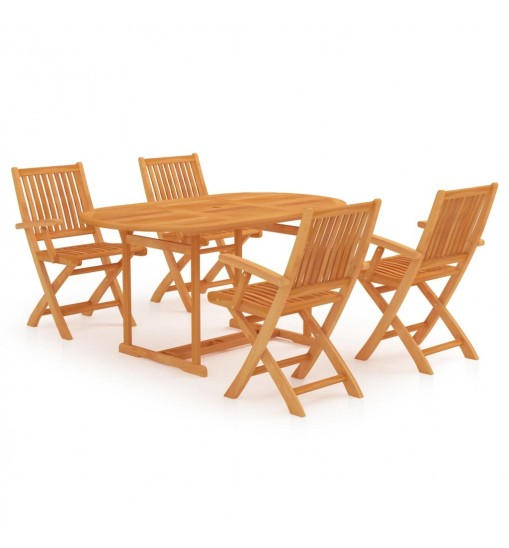 vidaXL 5 Piece Patio Dining Set Solid Teak Wood