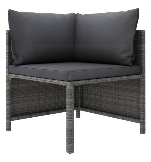 vidaXL 9 Piece Patio Lounge Set with Cushions Poly Rattan Gray