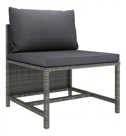 vidaXL 9 Piece Patio Lounge Set with Cushions Poly Rattan Gray