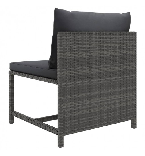 vidaXL 9 Piece Patio Lounge Set with Cushions Poly Rattan Gray