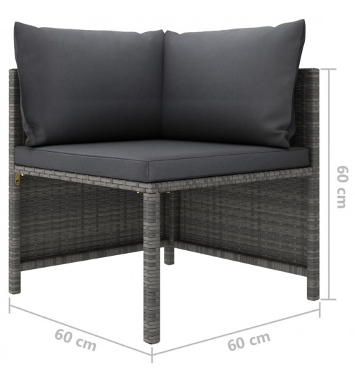 vidaXL 9 Piece Patio Lounge Set with Cushions Poly Rattan Gray