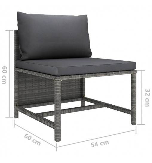 vidaXL 9 Piece Patio Lounge Set with Cushions Poly Rattan Gray