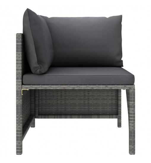 vidaXL 9 Piece Patio Lounge Set with Cushions Poly Rattan Gray