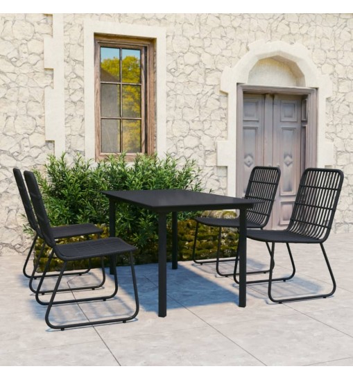 vidaXL 5 Piece Patio Dining Set Poly Rattan and Glass