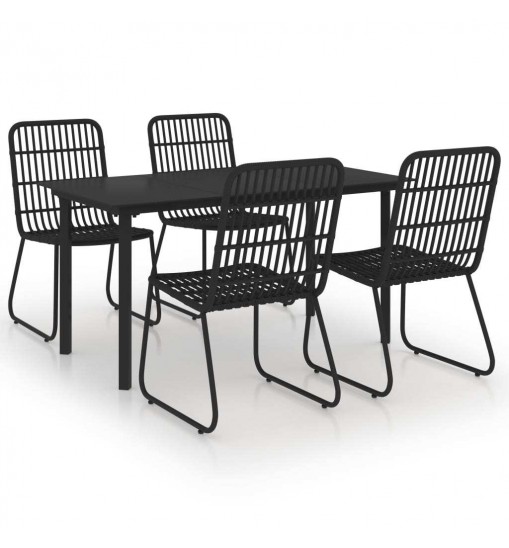 vidaXL 5 Piece Patio Dining Set Poly Rattan and Glass