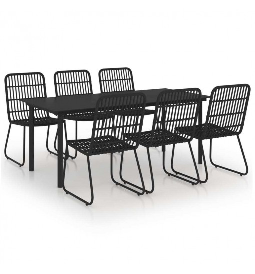 vidaXL 7 Piece Patio Dining Set Poly Rattan and Glass