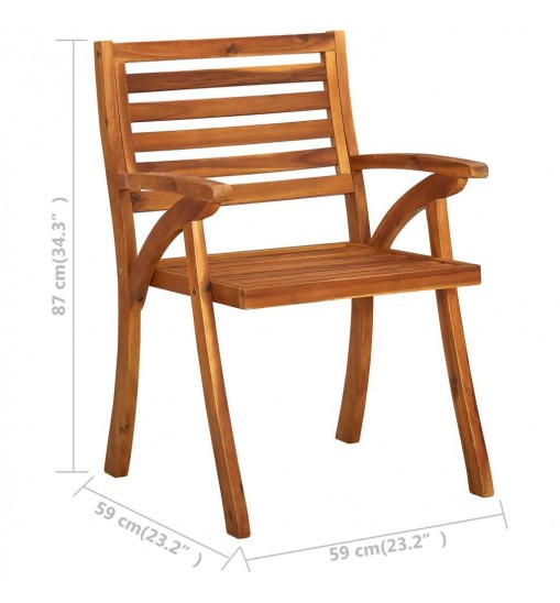 vidaXL Patio Dining Chairs with Cushions 3 pcs Solid Acacia Wood