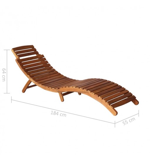 vidaXL Patio Sun Lounger with Table and Cushion Solid Acacia Wood