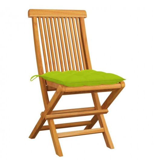 vidaXL Patio Chairs with Bright Green Cushions 2 pcs Solid Teak Wood