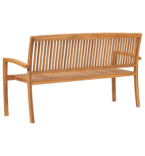 vidaXL Stacking Patio Bench with Cushion 62.6'' Solid Teak Wood