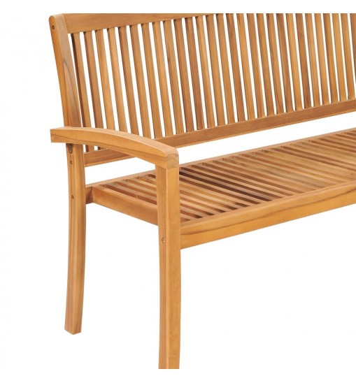 vidaXL Stacking Patio Bench with Cushion 62.6'' Solid Teak Wood