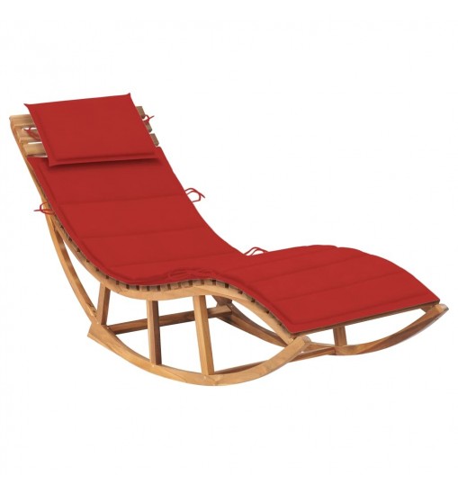 vidaXL Rocking Sun Lounger with Cushion Solid Teak Wood