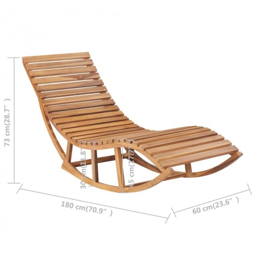 vidaXL Rocking Sun Lounger with Cushion Solid Teak Wood