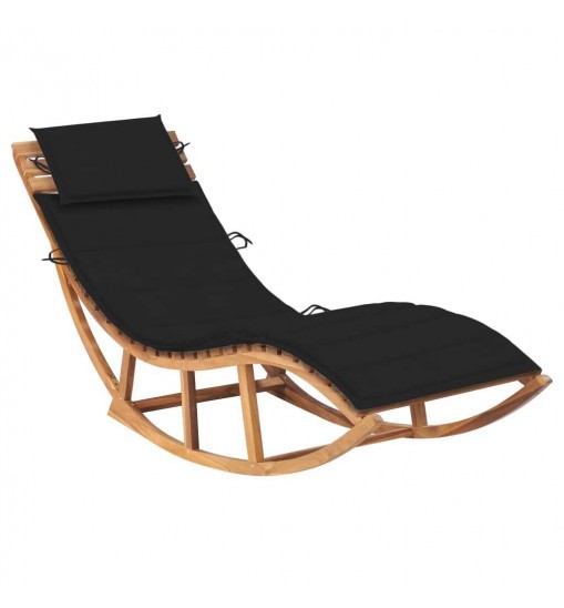 vidaXL Rocking Sun Lounger with Cushion Solid Teak Wood