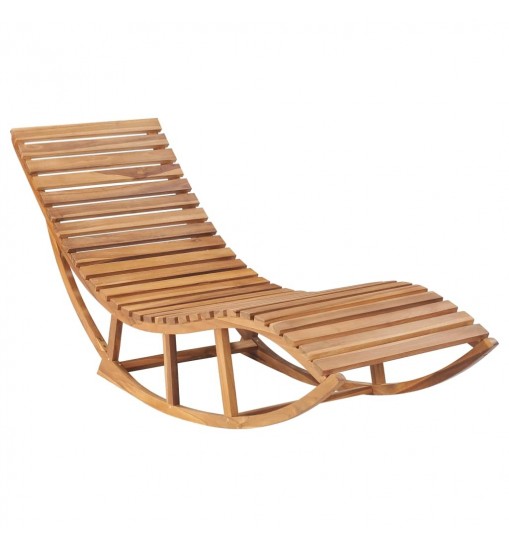 vidaXL Rocking Sun Lounger with Cushion Solid Teak Wood