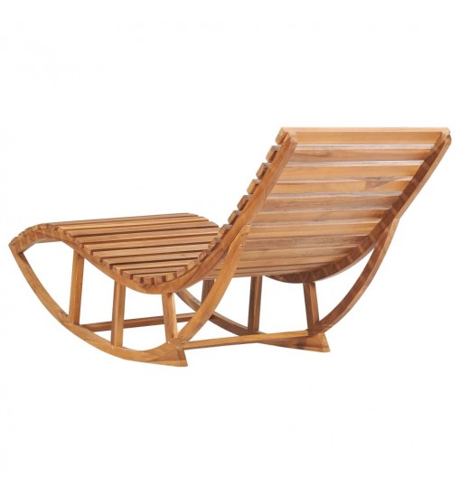 vidaXL Rocking Sun Lounger with Cushion Solid Teak Wood