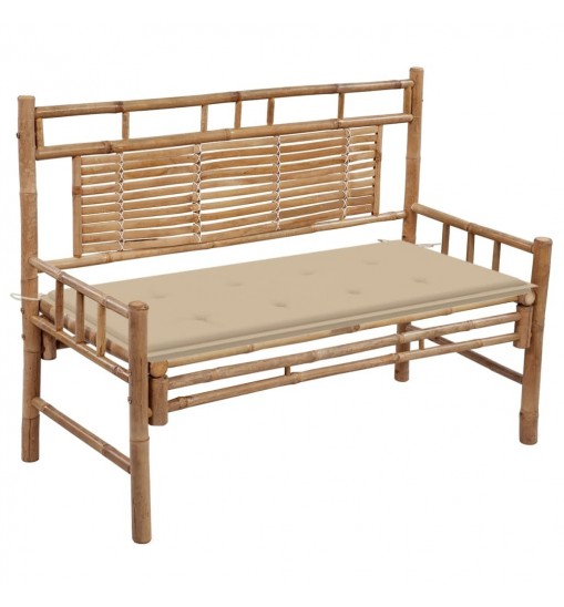 vidaXL Patio Bench with Cushion 47.2" Bamboo