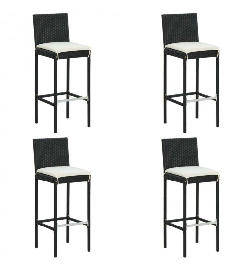 vidaXL 5 Piece Patio Bar Set with Cushions Poly Rattan Black