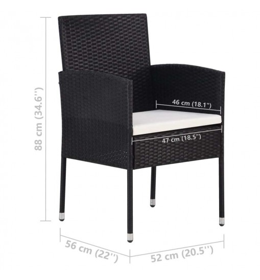 vidaXL 3 Piece Patio Dining Set Black