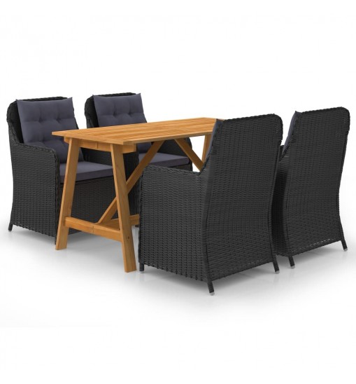 vidaXL 5 Piece Patio Dining Set Black