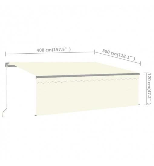 vidaXL Manual Retractable Awning with Blind 13.1'x9.8' Cream