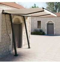 vidaXL Manual Retractable Awning with LED 9.8'x8.2' Cream