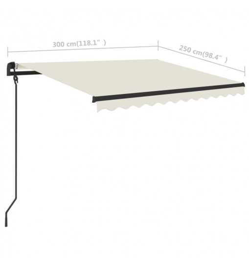 vidaXL Manual Retractable Awning with LED 9.8'x8.2' Cream