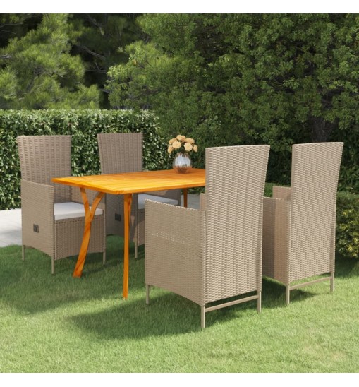 vidaXL 5 Piece Patio Dining Set Beige