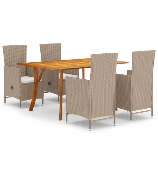 vidaXL 5 Piece Patio Dining Set Beige