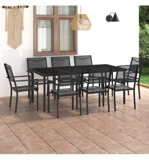 vidaXL 9 Piece Patio Dining Set Steel