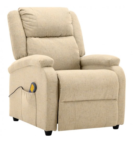 vidaXL Massage Recliner Cream Fabric