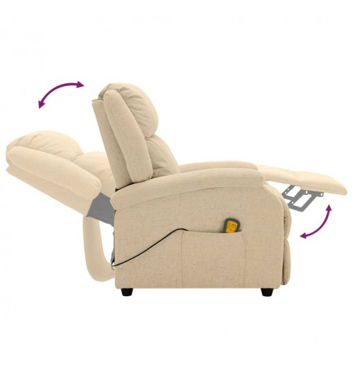 vidaXL Massage Recliner Cream Fabric