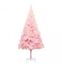 vidaXL Artificial Christmas Tree with LEDs&Stand Pink 82.7" PVC