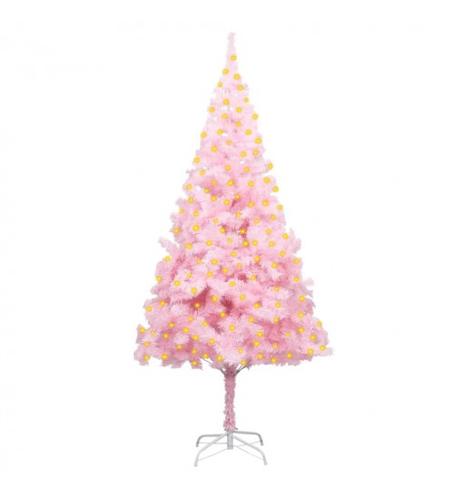 vidaXL Artificial Christmas Tree with LEDs&Stand Pink 82.7" PVC