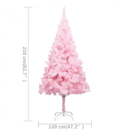 vidaXL Artificial Christmas Tree with LEDs&Stand Pink 82.7" PVC