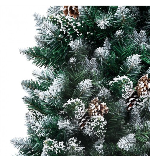 vidaXL Artificial Christmas Tree LEDs&Pine Cones&White Snow 70.9"