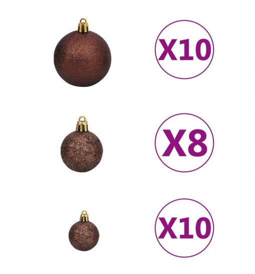 vidaXL Artificial Christmas Tree with LEDs&Ball Set&Pinecones 82.7"