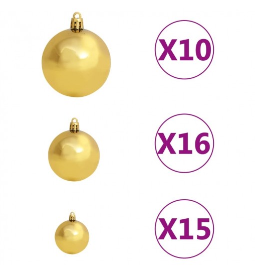 vidaXL Artificial Christmas Tree with LEDs&Ball Set&Pinecones 82.7"