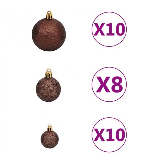 vidaXL Artificial Christmas Tree with LEDs&Ball Set&Pinecones 94.5"