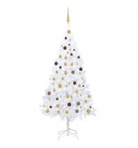 vidaXL Artificial Christmas Tree with LEDs&Ball Set White 82.7" PVC