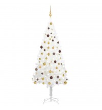 vidaXL Artificial Christmas Tree with LEDs&Ball Set White 82.7"