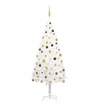 vidaXL Artificial Christmas Tree with LEDs&Ball Set White 94.5"