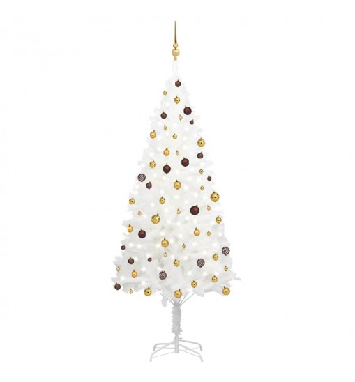 vidaXL Artificial Christmas Tree with LEDs&Ball Set White 94.5"