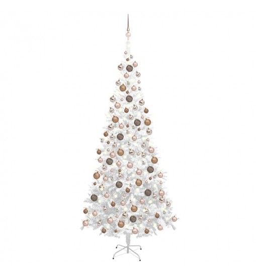 vidaXL Artificial Christmas Tree with LEDs&Ball Set L 94.5" White